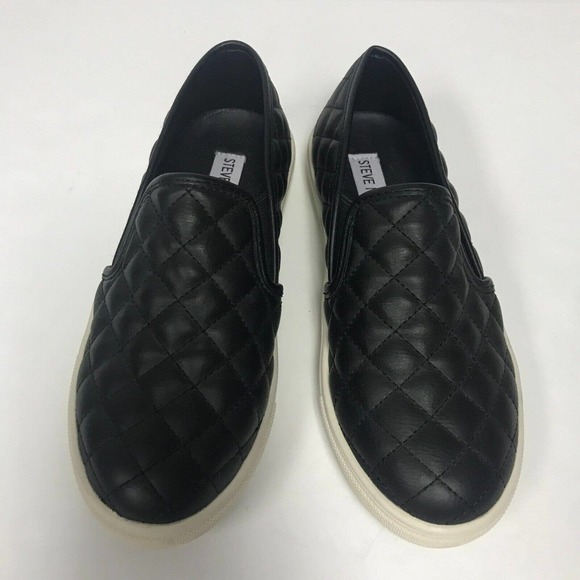 Steve Madden Ecentrcq Shoes Womens 5 Black Blush Quilted Slip On Tennis Shoe - Picture 4 of 11